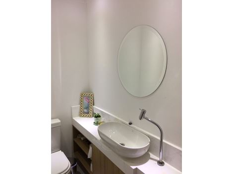 Espelho lavabo redondo com bisotê - Cond. Passeio do Bosque - Butantã - SP